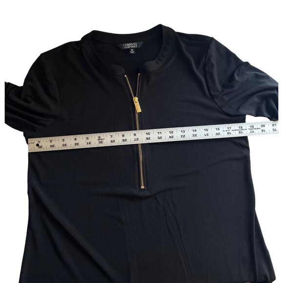 Ellen Tracy Womens Black 1/2 Zip-Front Blouse Size M Polyester/Spandex - Picture 5 of 8